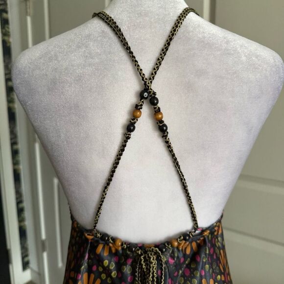 Y2K Vintage LaROK Boho Silk Floral A-line Mini Dress Size S - Picture 5 of 8